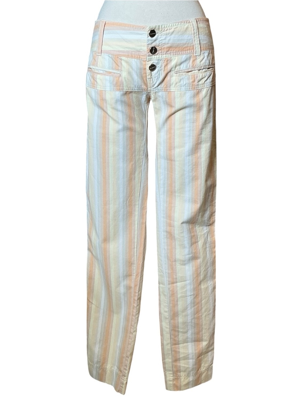 Vintage Y2K Custo Barcelona Low Rise Striped Floral Embroidered Pants